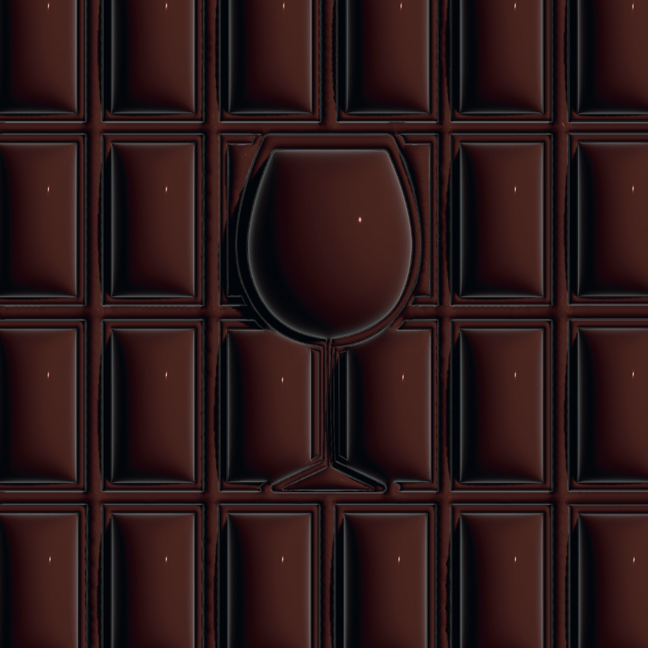 verre de vin dans une plaque de chocolat