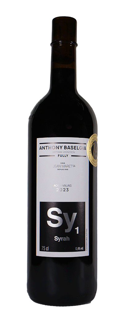 Bouteille de vin rouge Syrah de la cave Anthony Baselgia