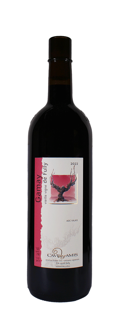 Bouteille de vin rouge de Gamay vieille vigne de la cave des amis