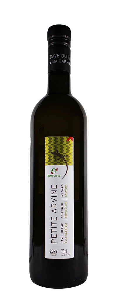 Bouteille de vin blanc Petite Arvine de la cave du Lac