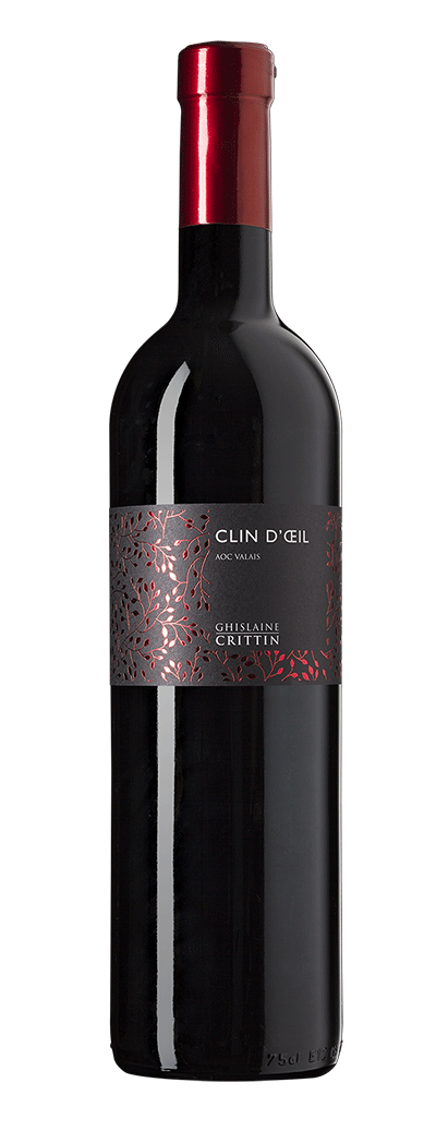 Bouteille de vin rouge du Valais Clin d'oeil de la cave Ghislaine Crittin à Chamoson