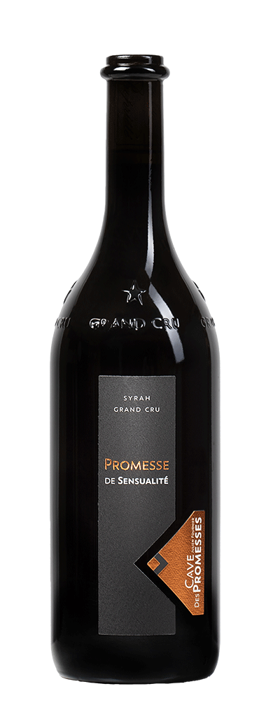 Bouteille de vin rouge Syrah Grand Cru "Promesse de Sensualité" de la cave des Promesses