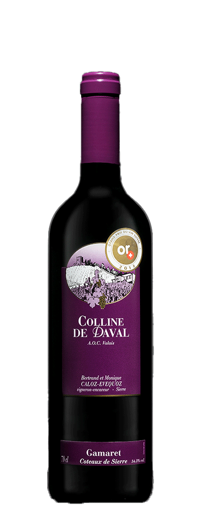 Flasche Gamaret Rotwein von der Weinkellerei Colline de Daval