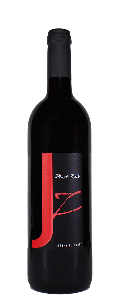 Bouteille de vin rouge de Pinot noir barrique de la cave Jérémy Zufferey