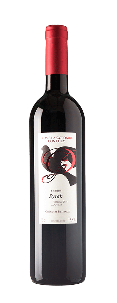 bouteille de vin rouge Syrah Les Rayes de la cave la colombe à Conthey