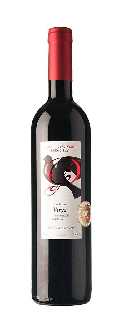 Bouteille de vin rouge Cabernet Franc Vyria de la cave la colombe à Conthey