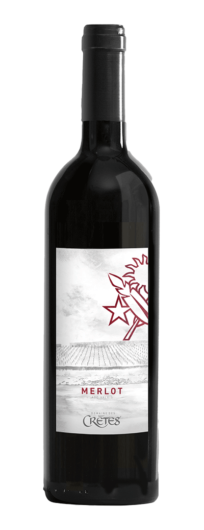 Bouteille de vin rouge Merlot du Domaine des Crêtes