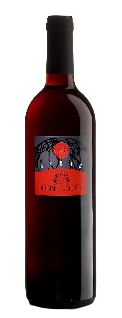 Bouteille de vin rouge Syrah du domaine des muses à Sierre