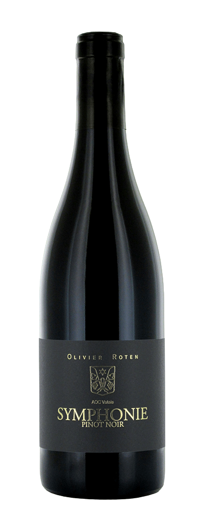 Bouteille de vin rouge Pinot Noir Symphonie d'Olivier Roten des caves du Paradis