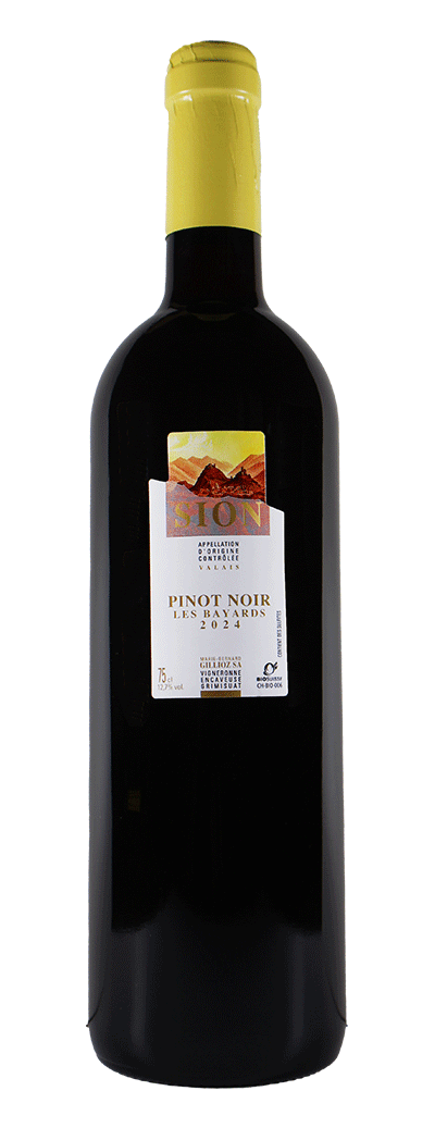 Bouteille de vin rouge Pinot Noir es Bayards de la cave Marie-Bernard Gillioz
