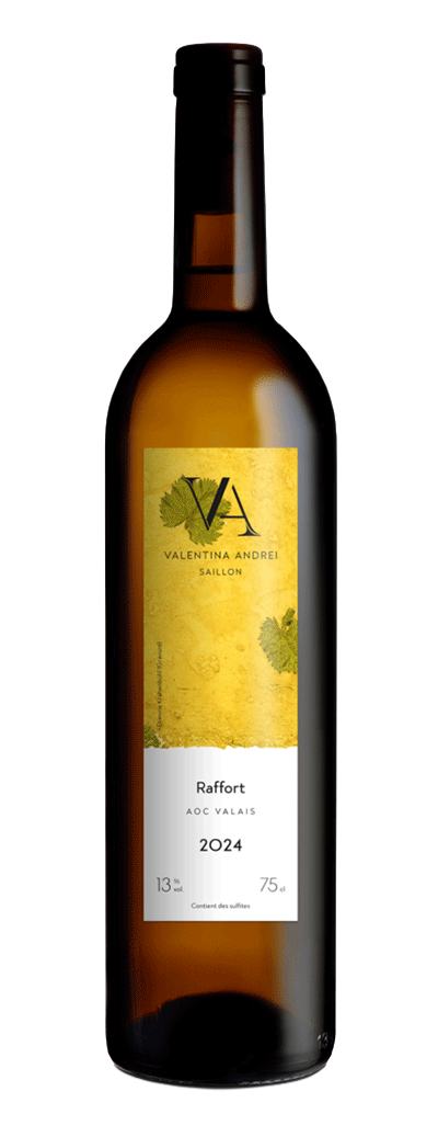 Bouteille de vin blanc Raffort de Valentina Andrei à Saillon, en Valais