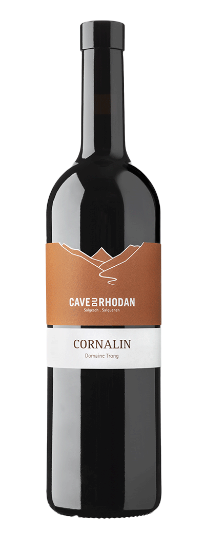 Bouteille de vin rouge bio Cornalin Trong de la cave du Rhodan