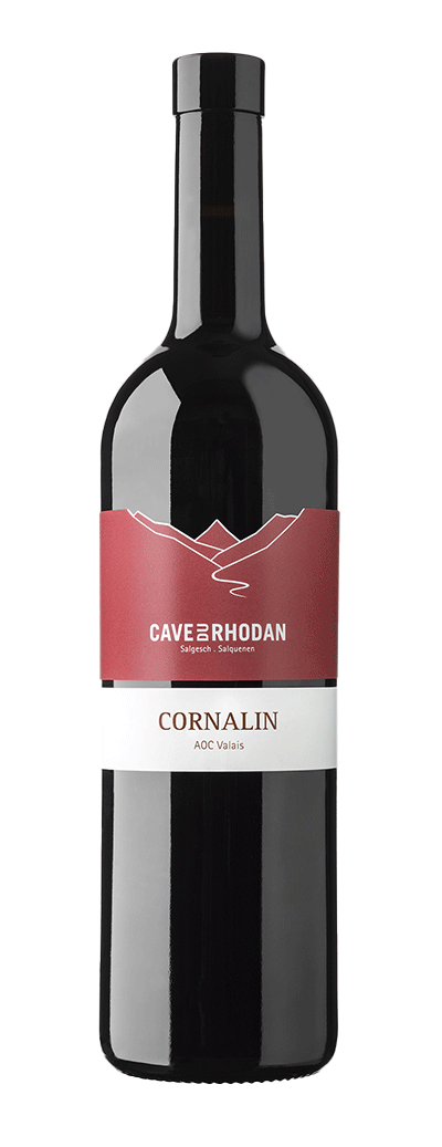 Bouteille de vin rouge Cornalin de la cave du Rhodan