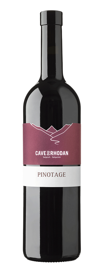 Bouteille de vin rouge Pinotage de la cave du Rhodan