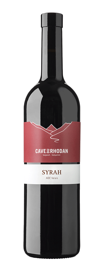 Bouteille de vin rouge Syrah de la cave du Rhodan