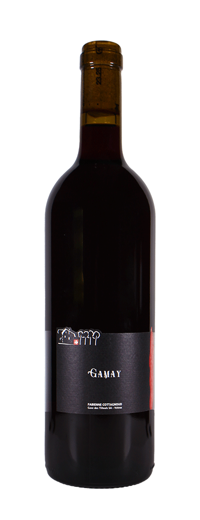 Bouteille de vin rouge de Gamay de la cave des Tilleuls